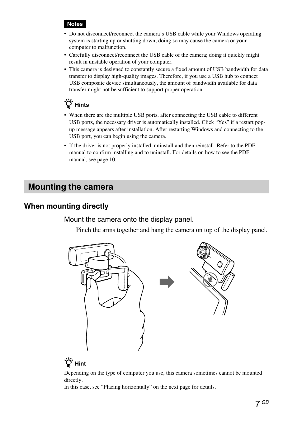 Mounting the camera | Sony VGP-UVC100 User Manual | Page 25 / 103