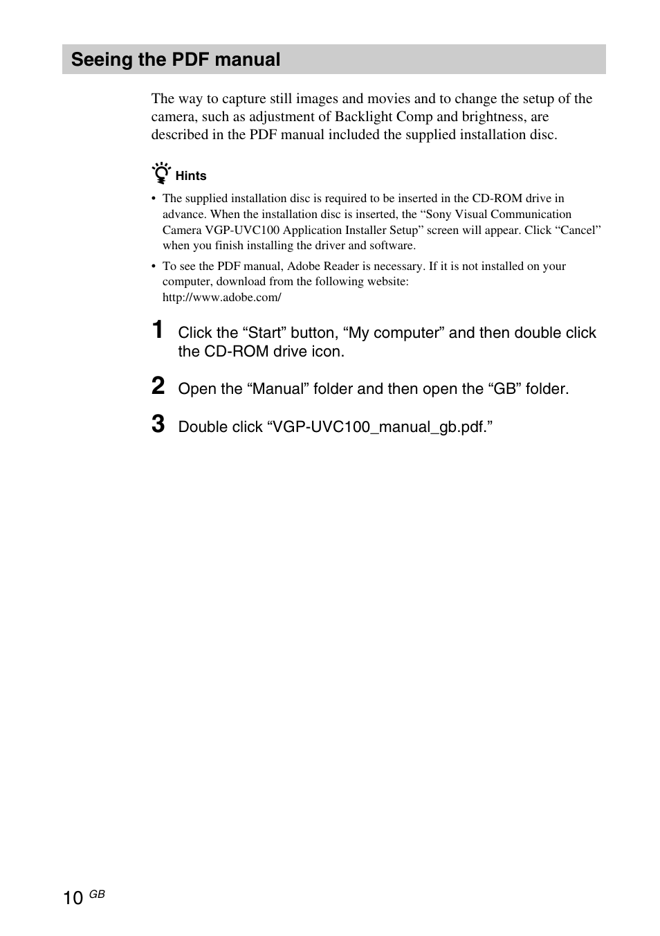 Seeing the pdf manual | Sony VGP-UVC100 User Manual | Page 28 / 103