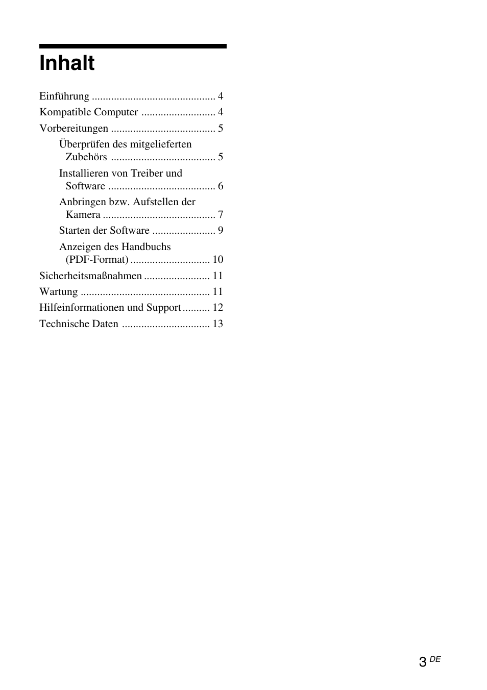 Inhalt | Sony VGP-UVC100 User Manual | Page 45 / 103