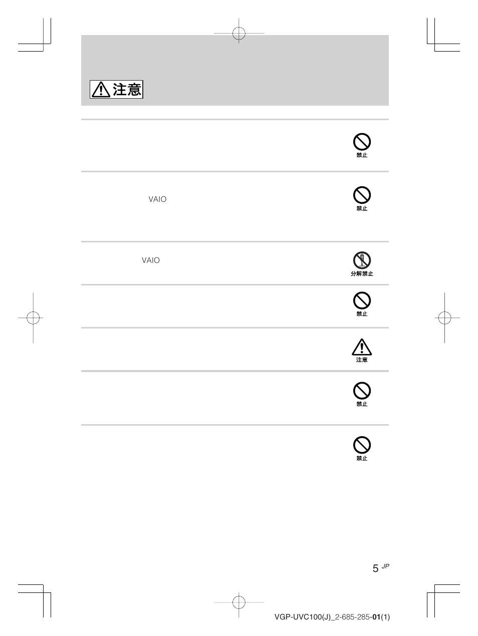 Newcid font] 5 | Sony VGP-UVC100 User Manual | Page 5 / 103