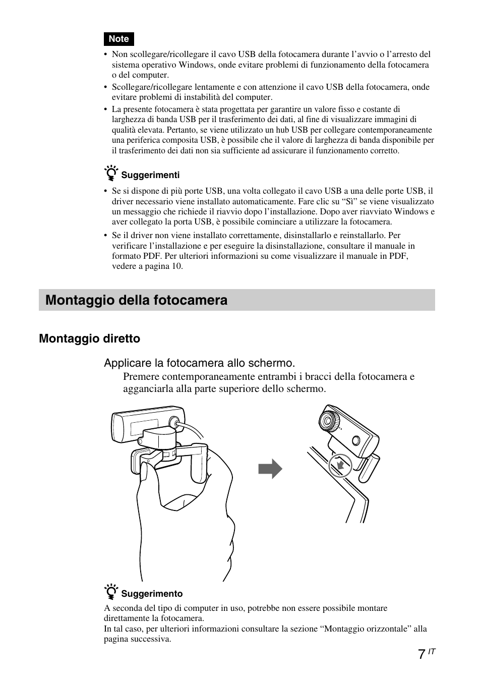 Montaggio della fotocamera | Sony VGP-UVC100 User Manual | Page 61 / 103