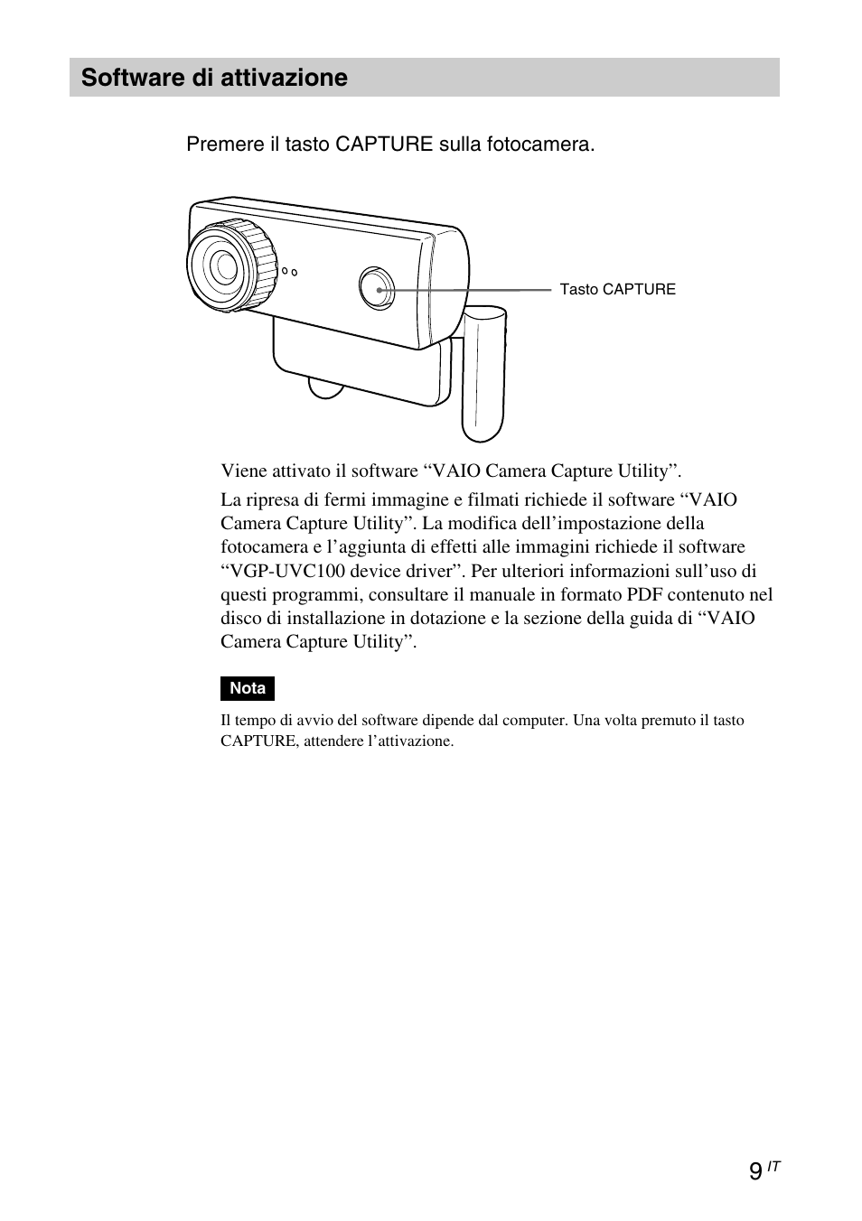 Software di attivazione | Sony VGP-UVC100 User Manual | Page 63 / 103