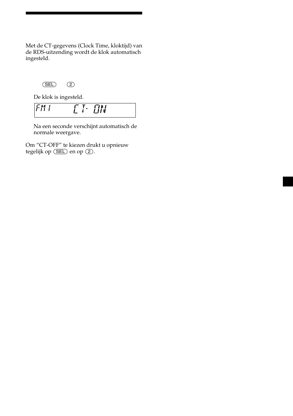 15 de klok automatisch instellen | Sony CDX-L410 User Manual | Page 103 / 112