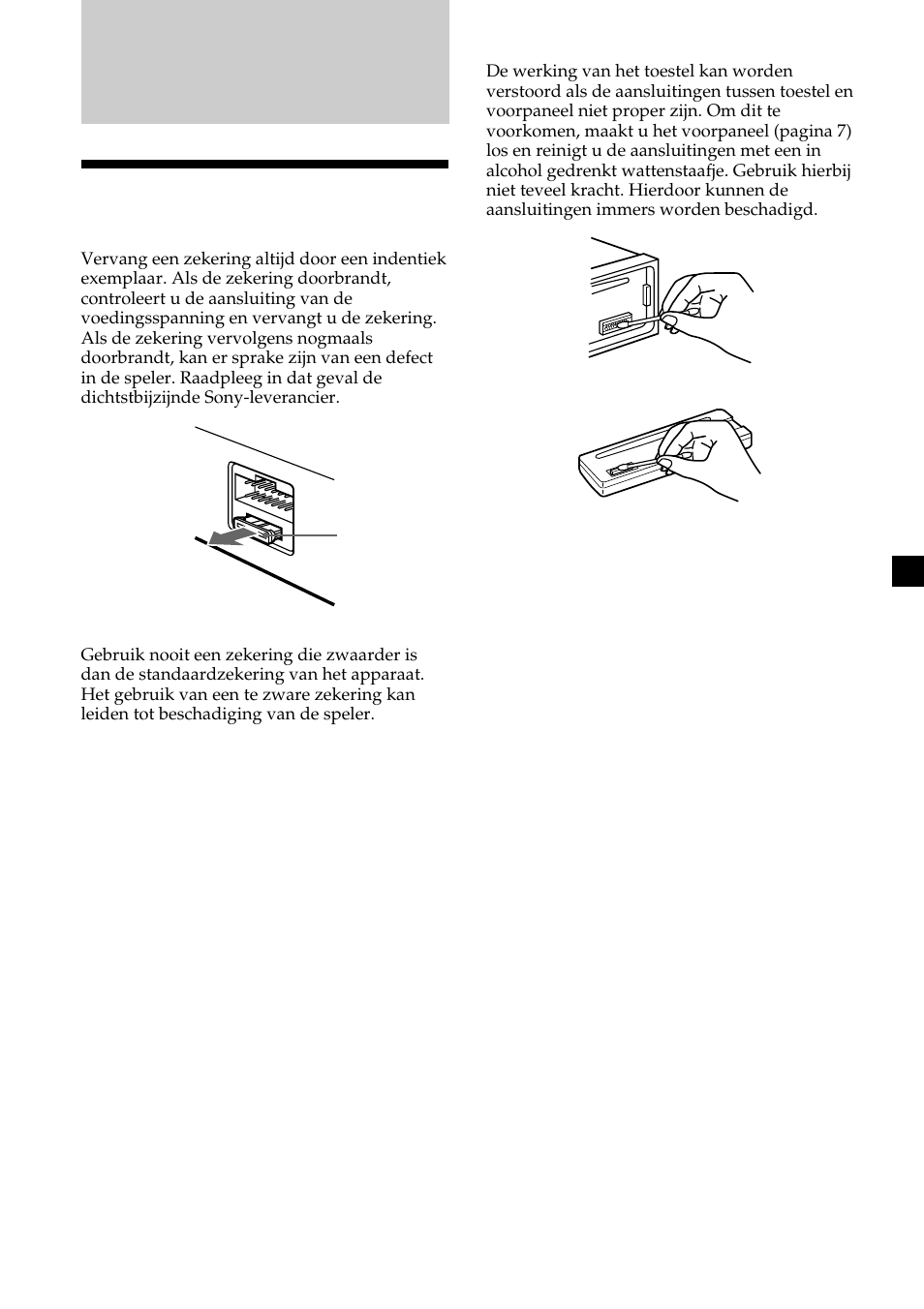 Overige informatie, Onderhoud | Sony CDX-L410 User Manual | Page 107 / 112