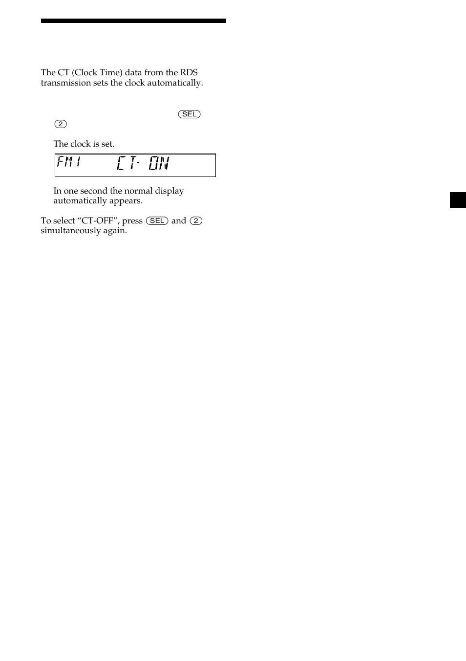 Setting the clock automatically — ct, 15 setting the clock automatically | Sony CDX-L410 User Manual | Page 15 / 112