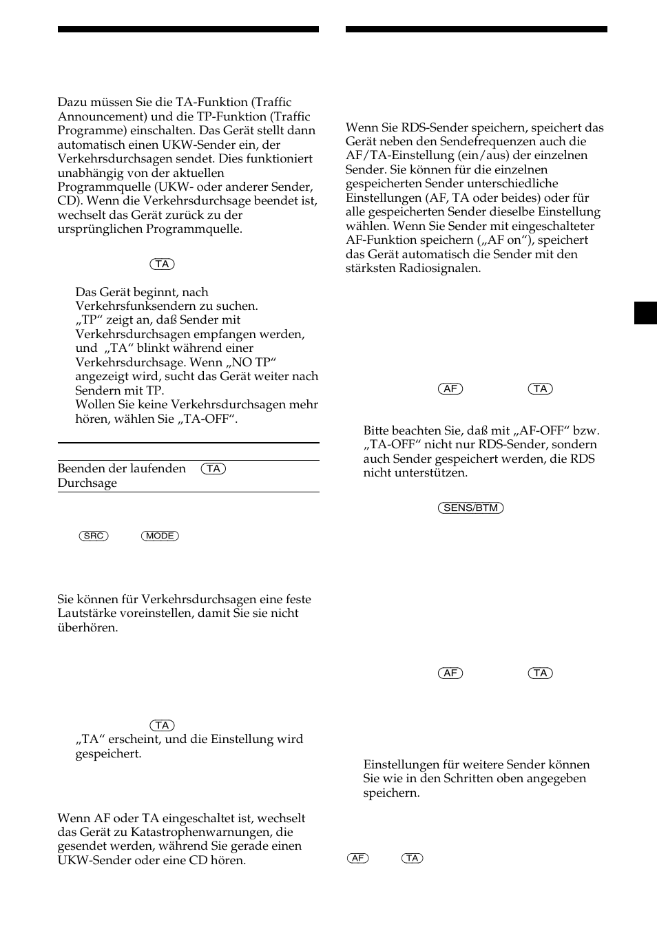 13 empfang von verkehrsdurchsagen | Sony CDX-L410 User Manual | Page 35 / 112