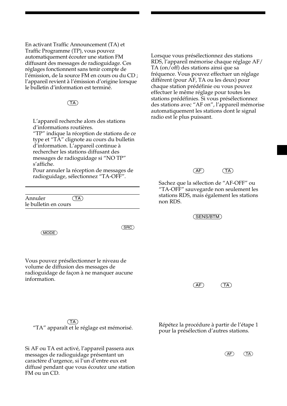 13 ecoute des messages de radioguidage | Sony CDX-L410 User Manual | Page 57 / 112