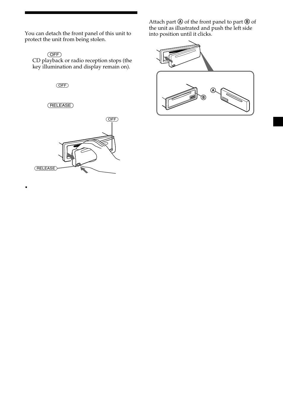 Detaching the front panel | Sony CDX-L410 User Manual | Page 7 / 112