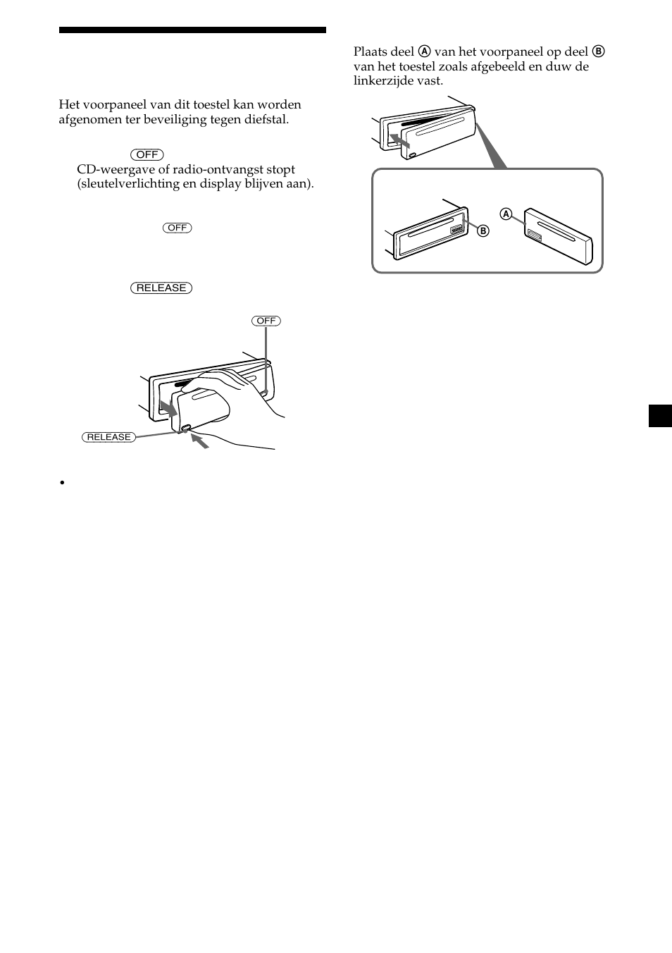 7het voorpaneel verwijderen | Sony CDX-L410 User Manual | Page 95 / 112