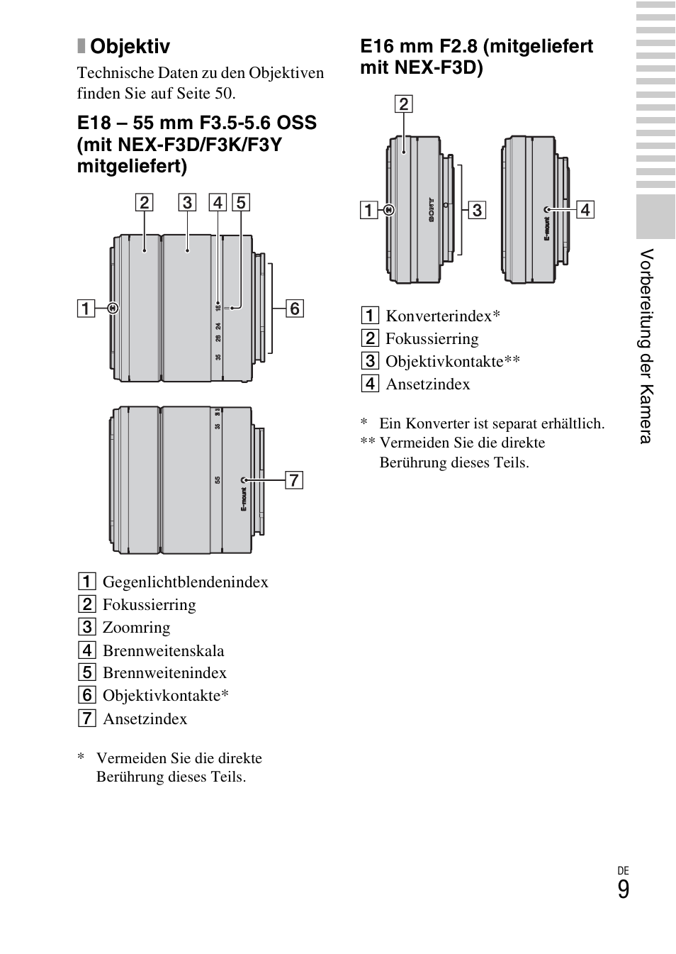 Xobjektiv | Sony NEX-F3 User Manual | Page 115 / 522