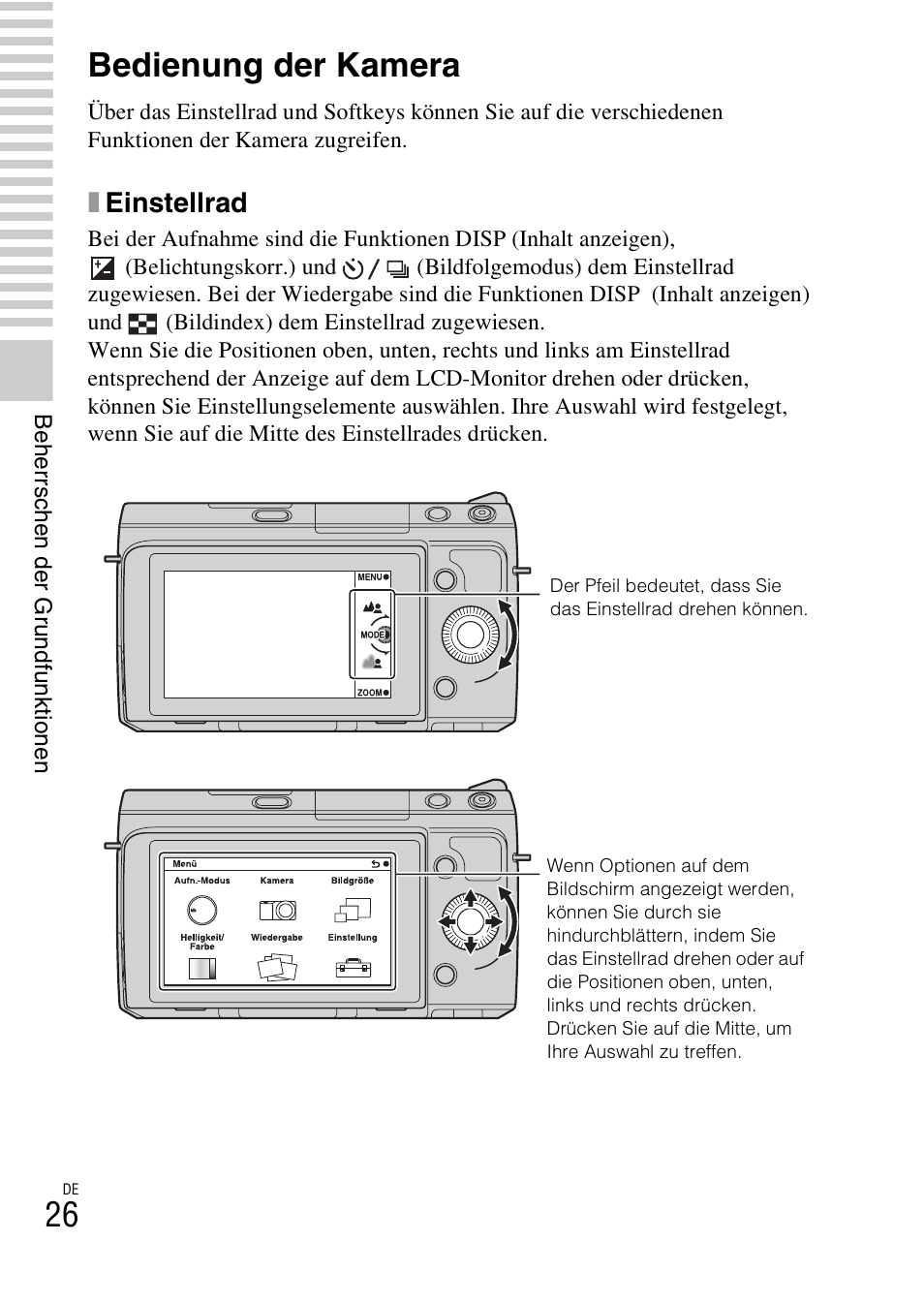 Bedienung der kamera, Xeinstellrad | Sony NEX-F3 User Manual | Page 132 / 522