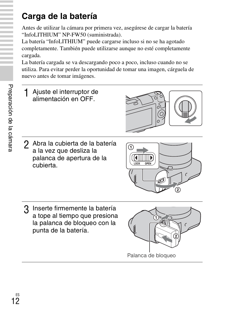 Carga de la batería | Sony NEX-F3 User Manual | Page 170 / 522
