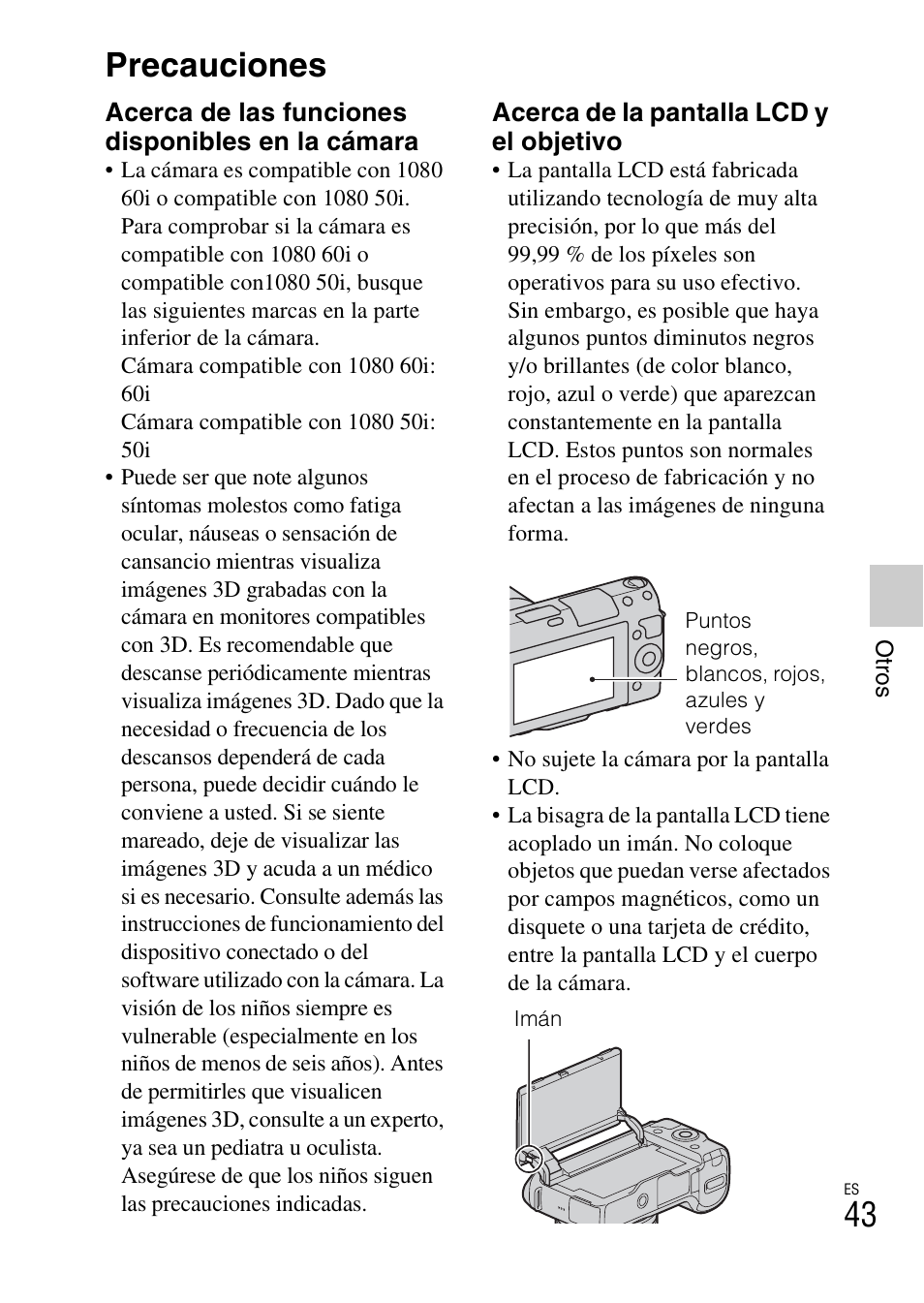 Precauciones | Sony NEX-F3 User Manual | Page 201 / 522