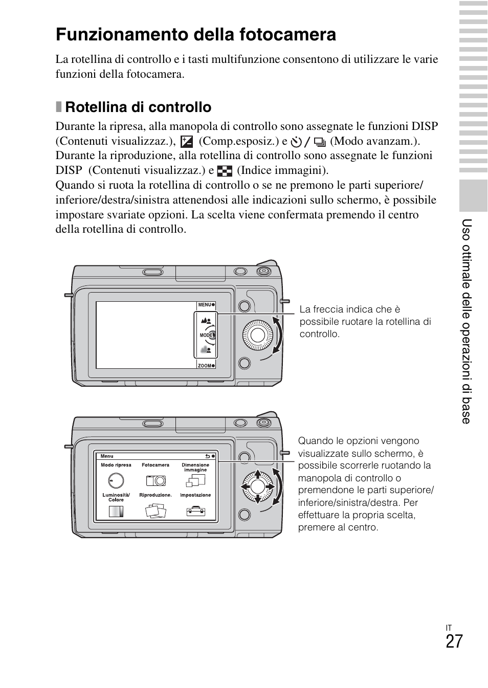 Funzionamento della fotocamera, Xrotellina di controllo | Sony NEX-F3 User Manual | Page 237 / 522