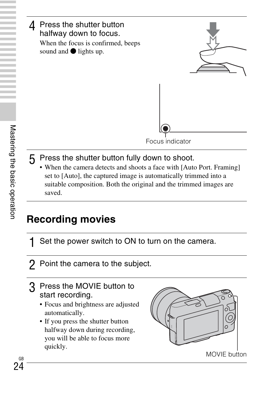 Recording movies, Ton (24) | Sony NEX-F3 User Manual | Page 24 / 522