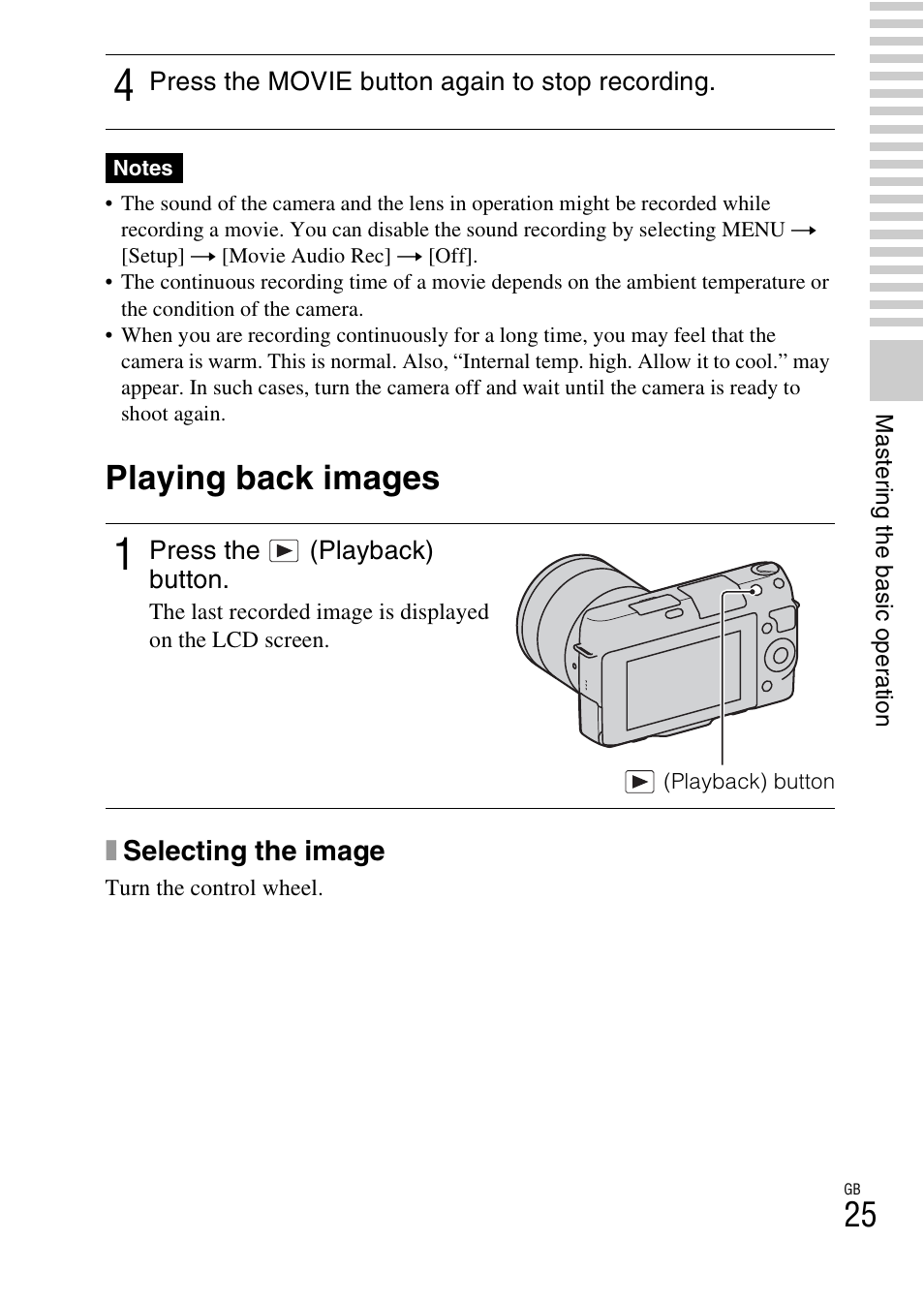 Playing back images | Sony NEX-F3 User Manual | Page 25 / 522