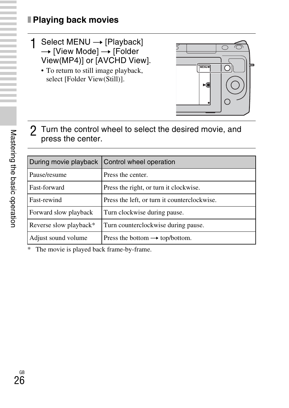 Xplaying back movies | Sony NEX-F3 User Manual | Page 26 / 522