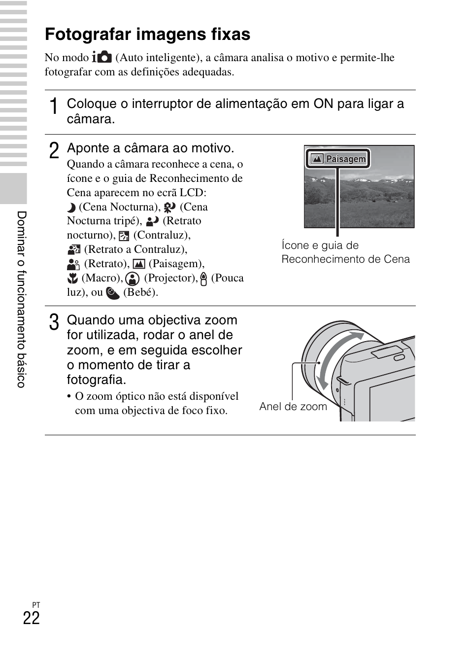 Dominar o funcionamento básico, Fotografar imagens fixas | Sony NEX-F3 User Manual | Page 284 / 522