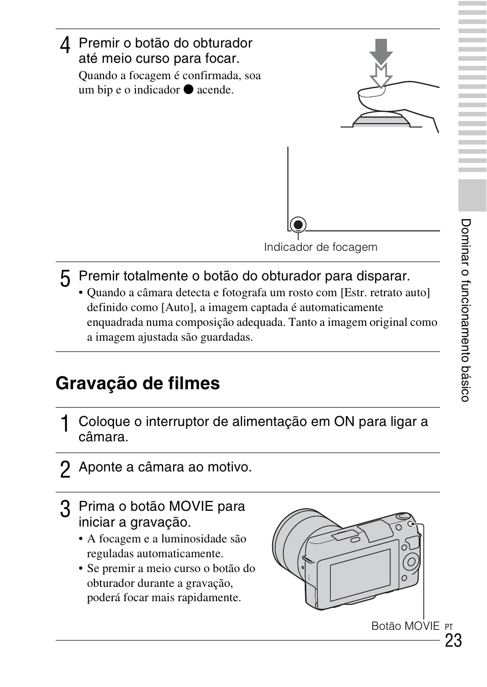 Gravação de filmes, E) (23) | Sony NEX-F3 User Manual | Page 285 / 522