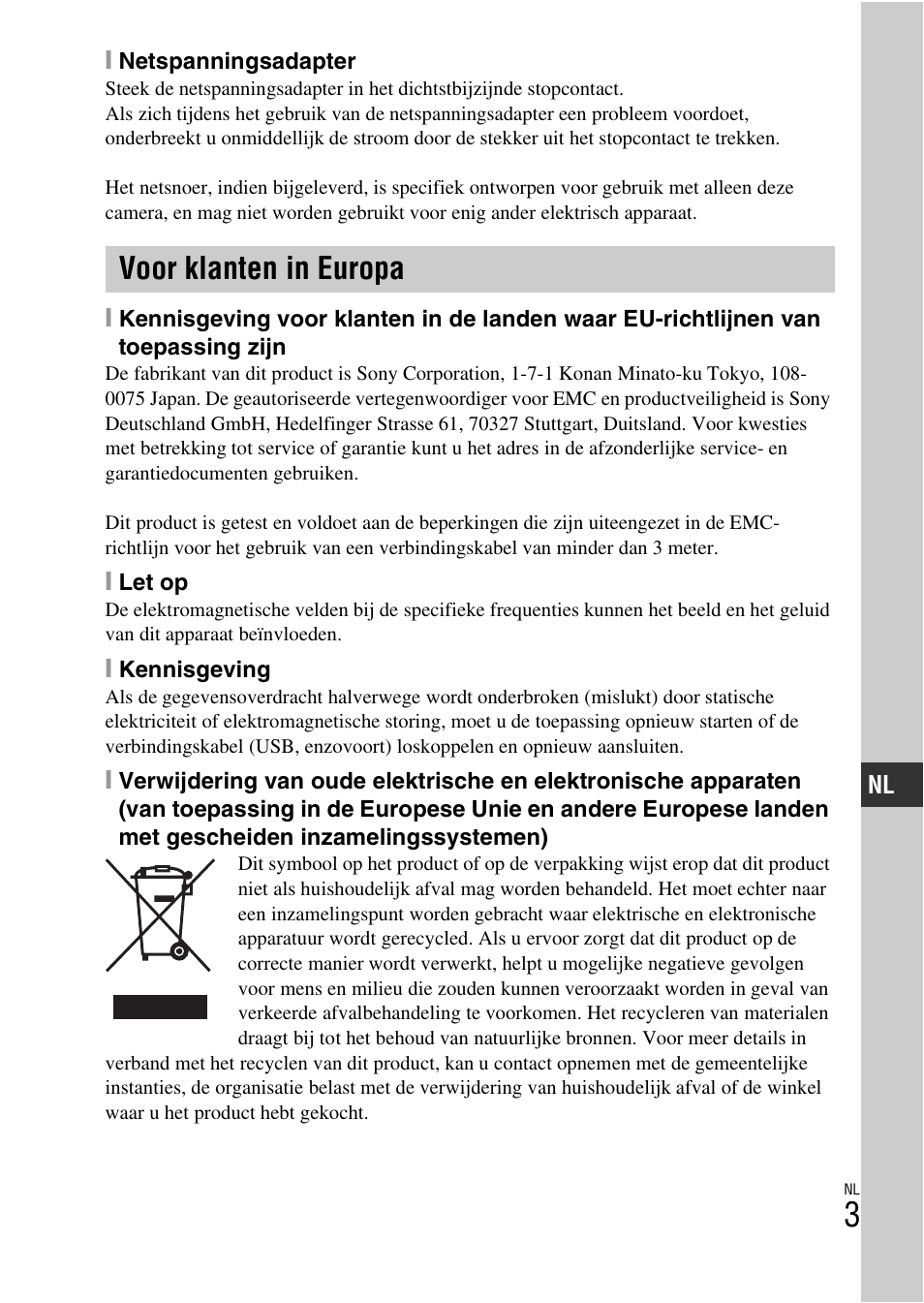 Voor klanten in europa | Sony NEX-F3 User Manual | Page 317 / 522