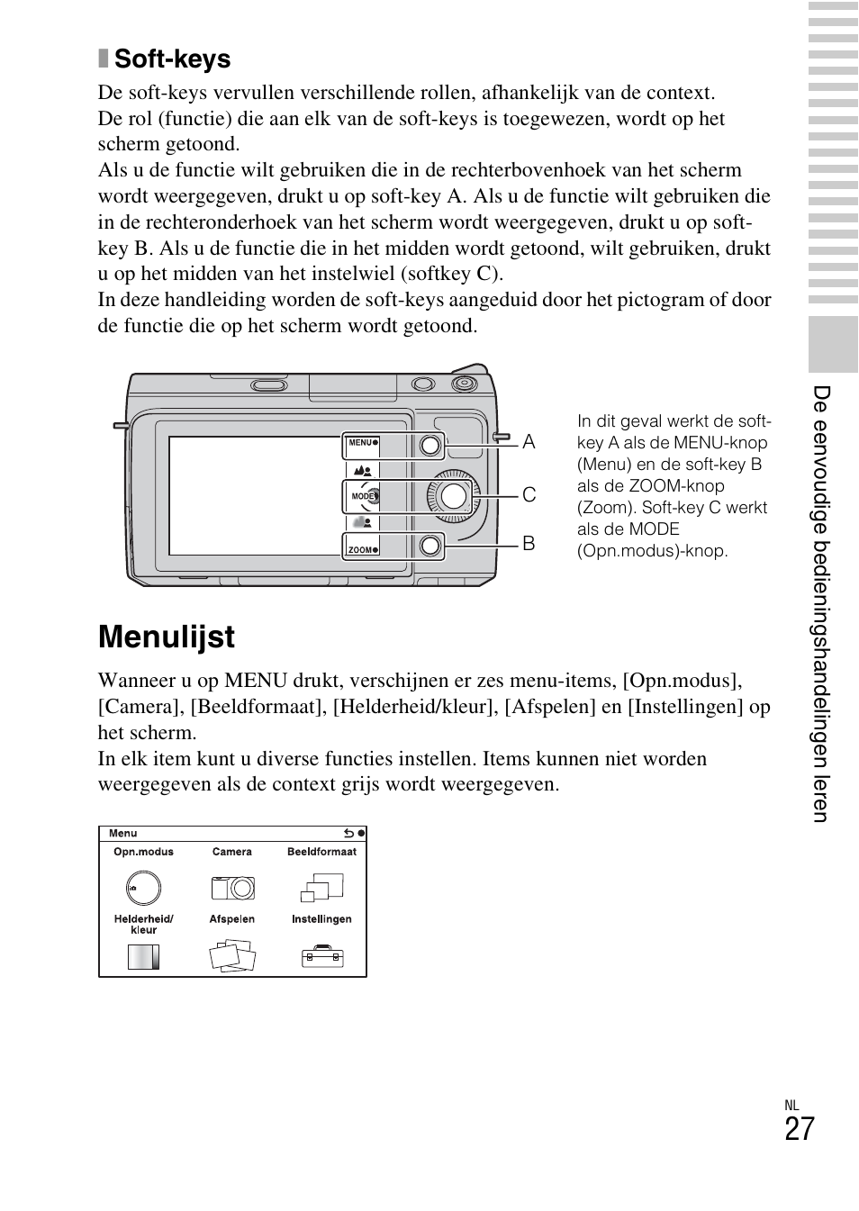 Menulijst, Xsoft-keys | Sony NEX-F3 User Manual | Page 341 / 522