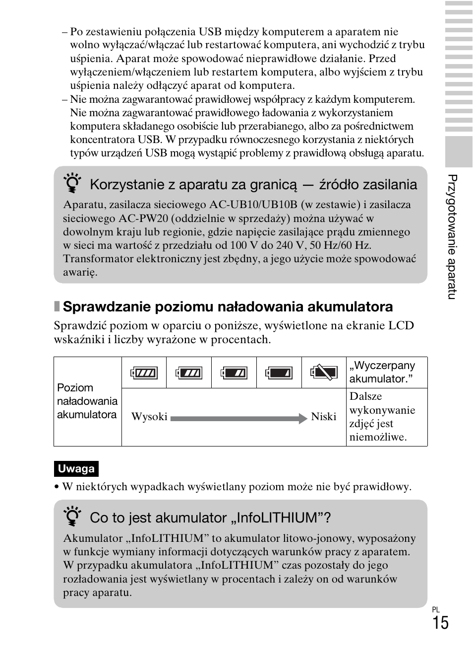 Xsprawdzanie poziomu naładowania akumulatora, Co to jest akumulator „infolithium | Sony NEX-F3 User Manual | Page 379 / 522