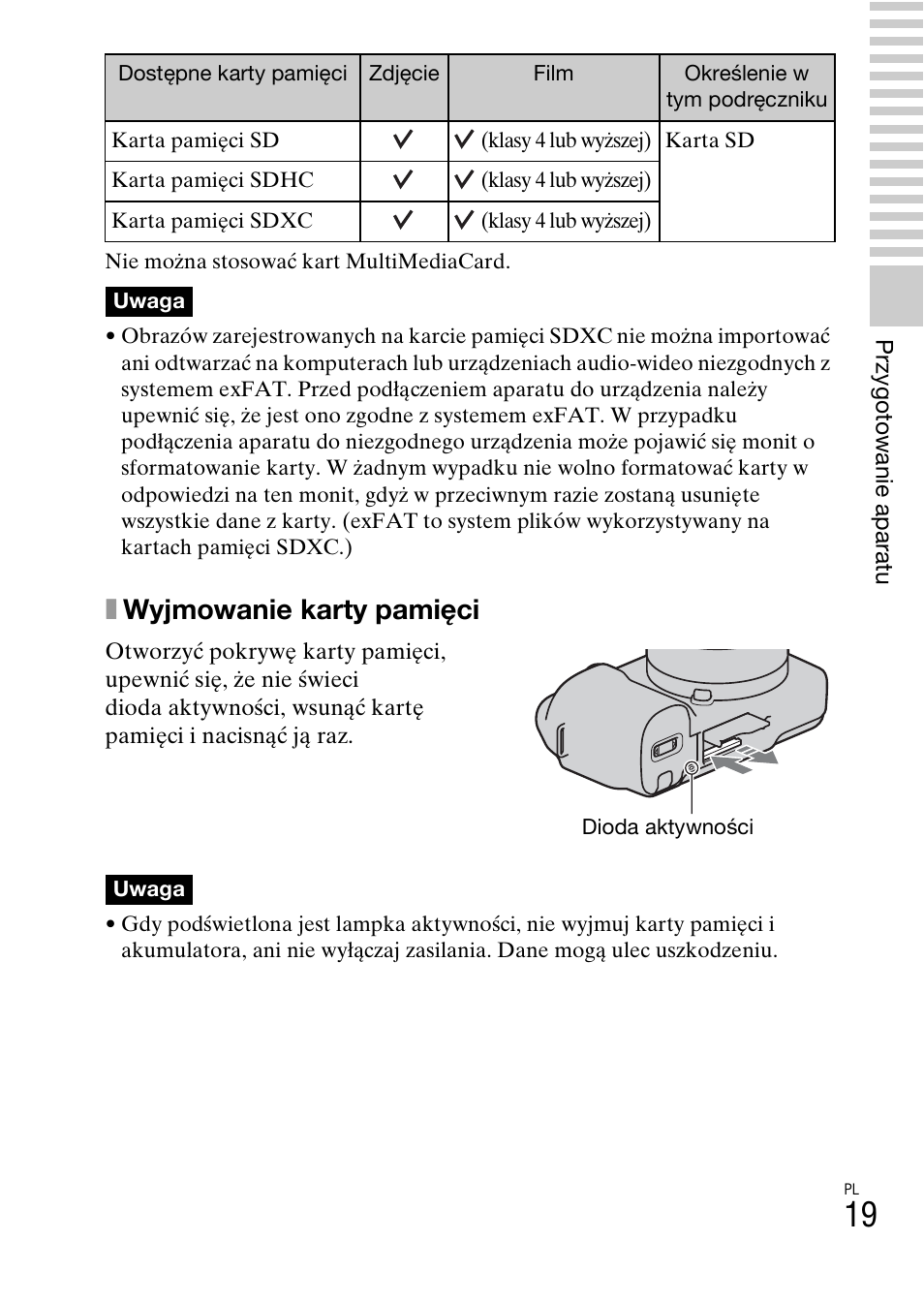 Xwyjmowanie karty pamięci | Sony NEX-F3 User Manual | Page 383 / 522