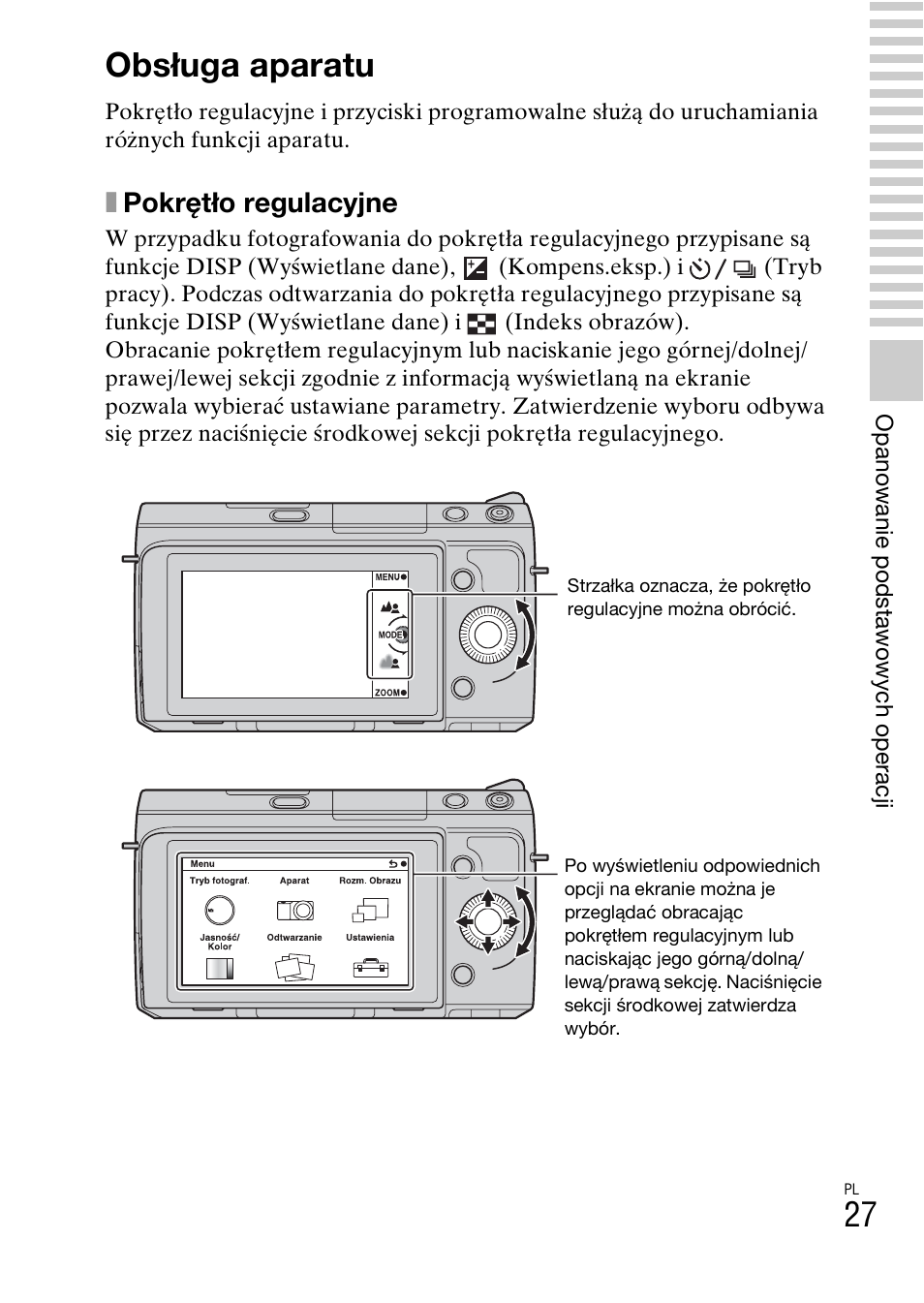 Obsługa aparatu, Xpokrętło regulacyjne | Sony NEX-F3 User Manual | Page 391 / 522