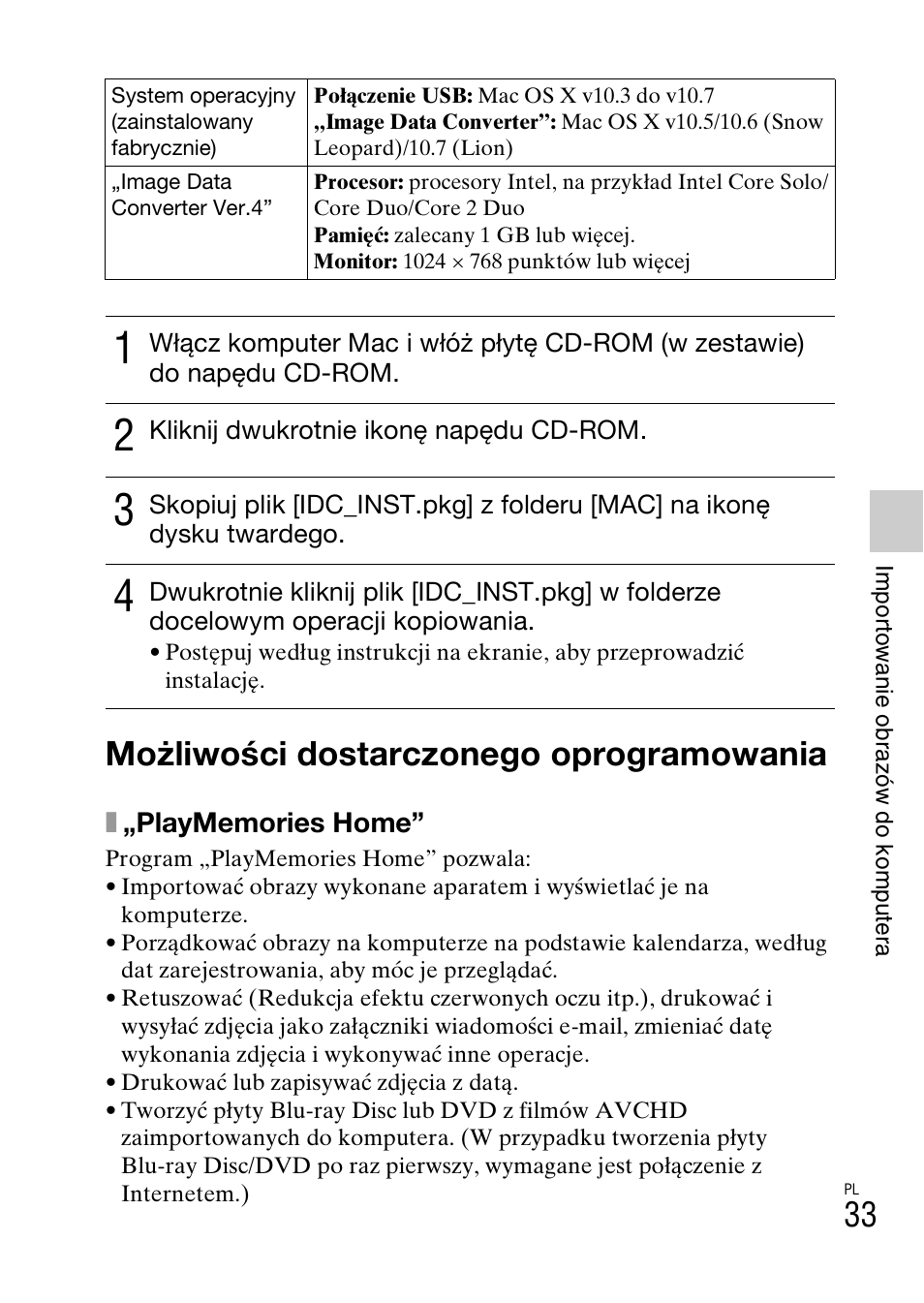 Możliwości dostarczonego oprogramowania, Możliwoœci dostarczonego oprogramowania | Sony NEX-F3 User Manual | Page 397 / 522