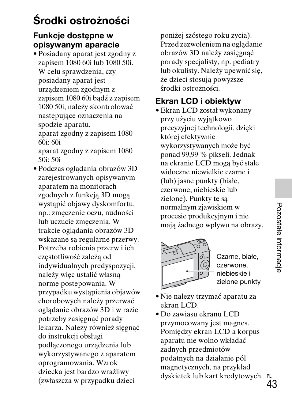 Środki ostrożności, Œrodki ostrożnoœci | Sony NEX-F3 User Manual | Page 407 / 522