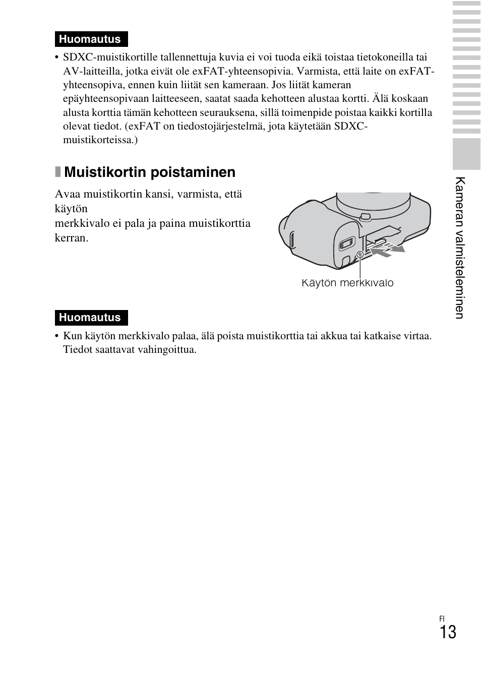 Xmuistikortin poistaminen | Sony NEX-F3 User Manual | Page 455 / 522