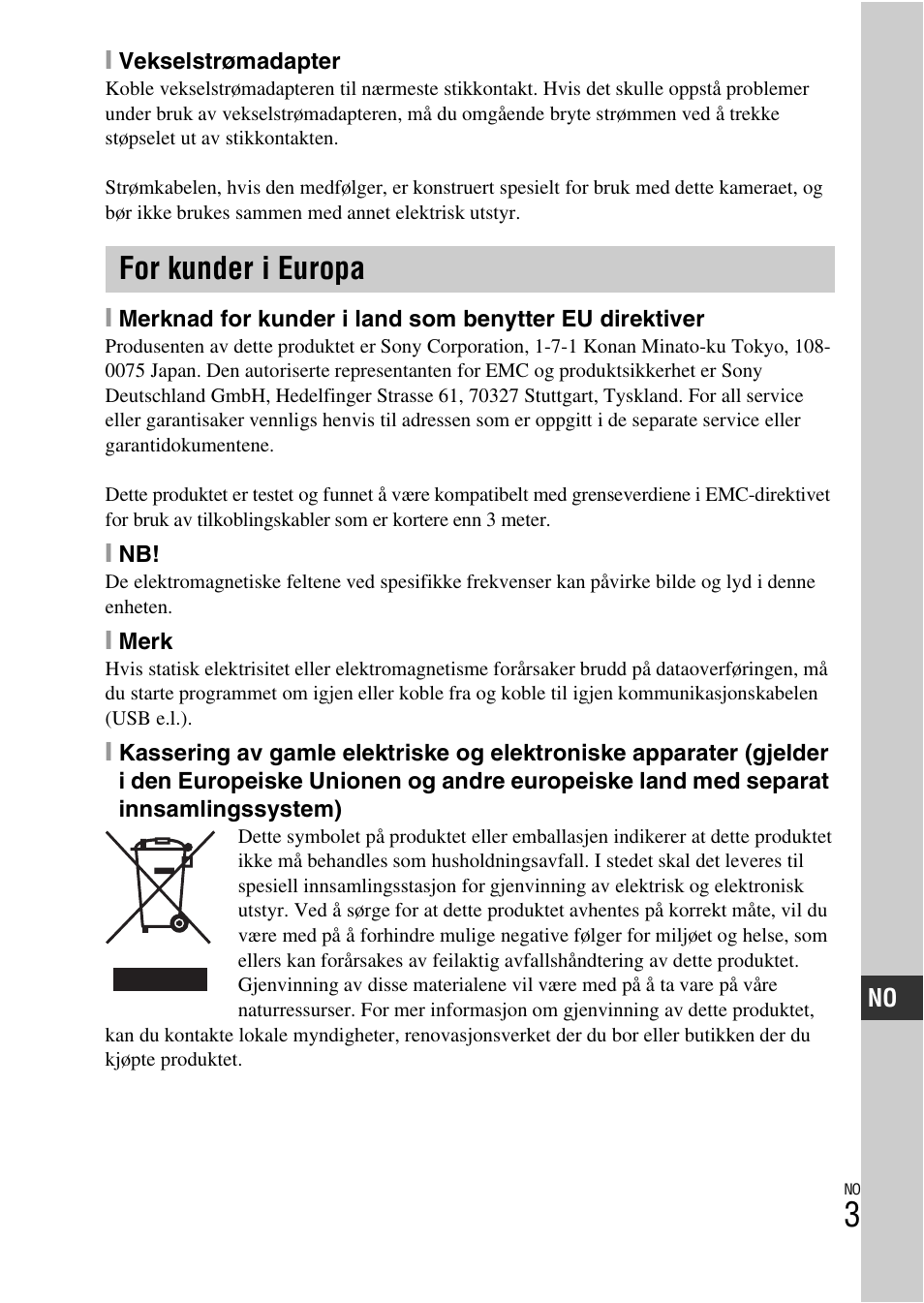 For kunder i europa | Sony NEX-F3 User Manual | Page 471 / 522