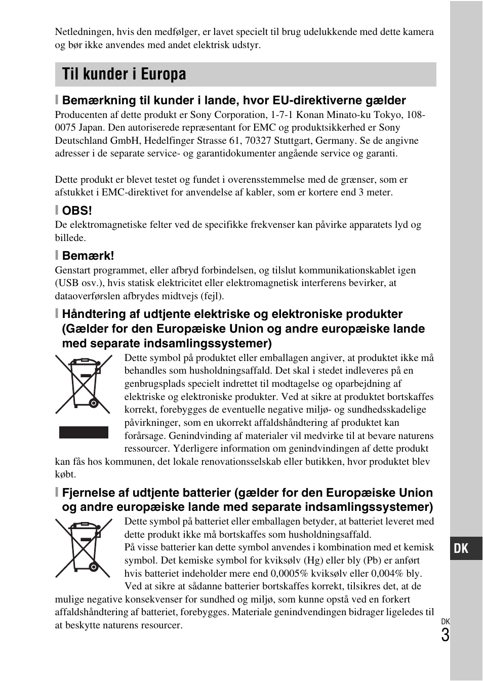 Til kunder i europa | Sony NEX-F3 User Manual | Page 497 / 522