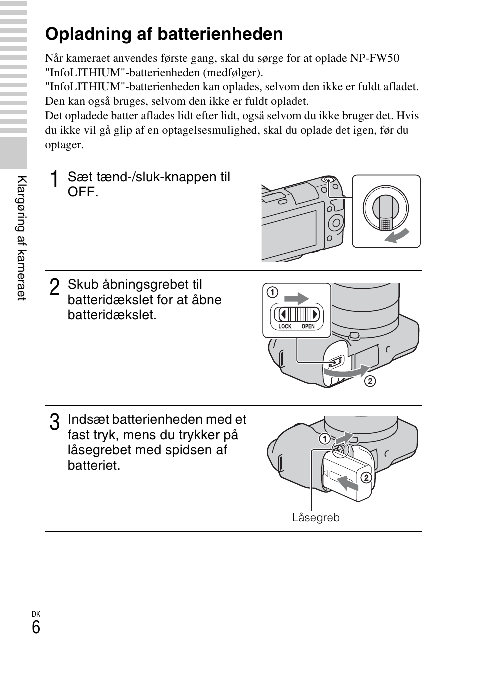 Opladning af batterienheden | Sony NEX-F3 User Manual | Page 500 / 522