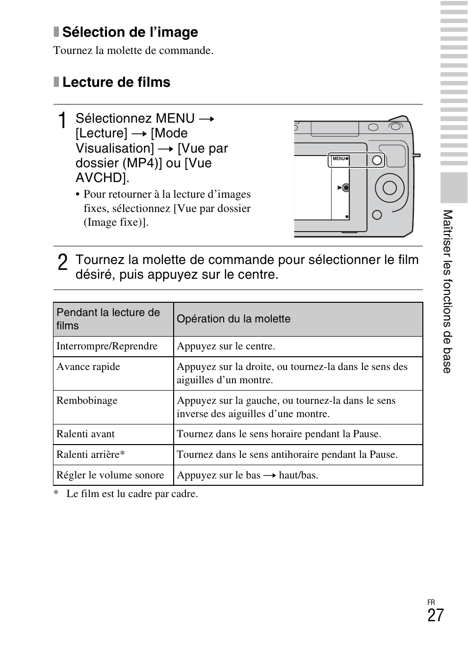 Xsélection de l’image, Xlecture de films | Sony NEX-F3 User Manual | Page 79 / 522