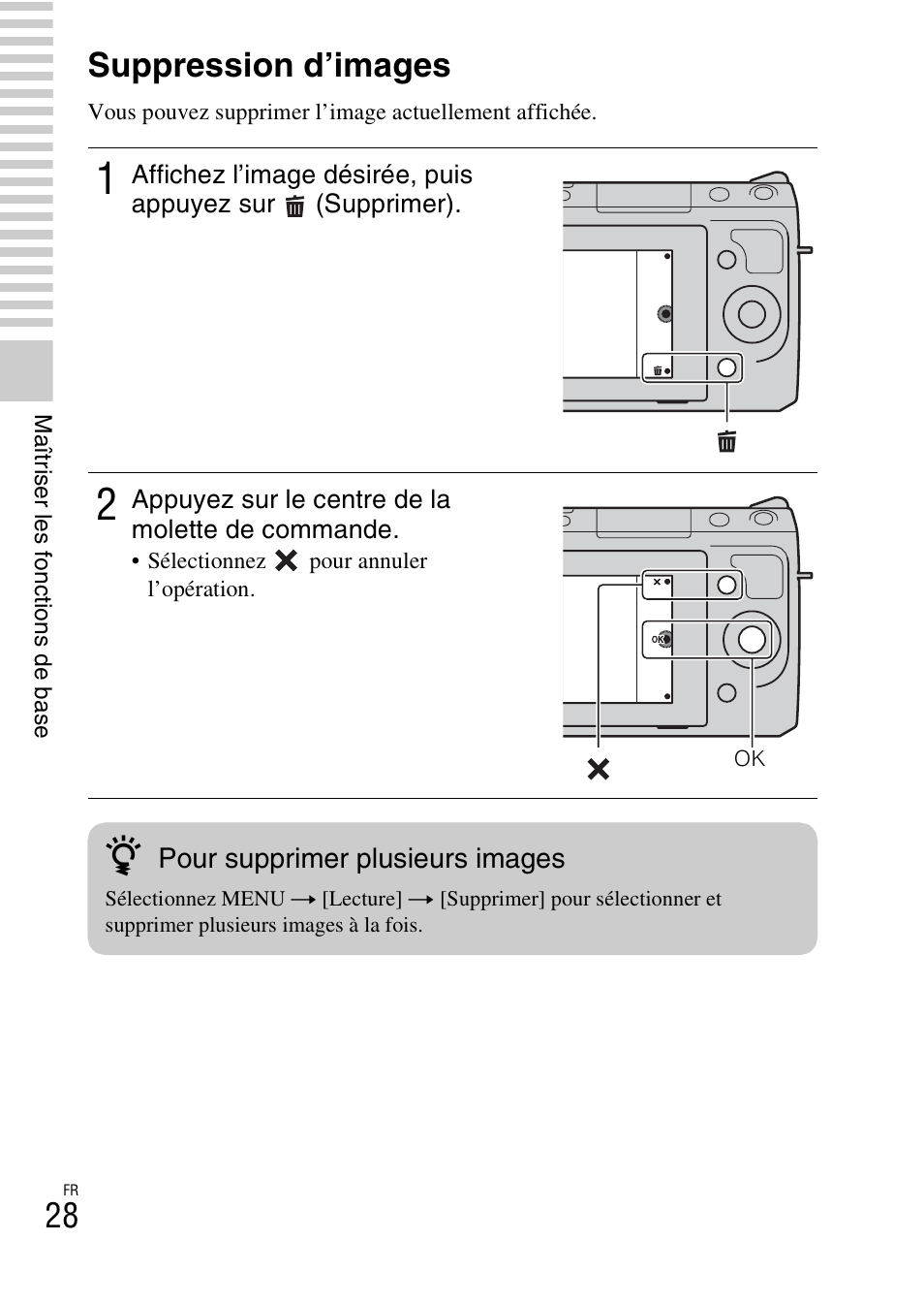 Suppression d’images | Sony NEX-F3 User Manual | Page 80 / 522