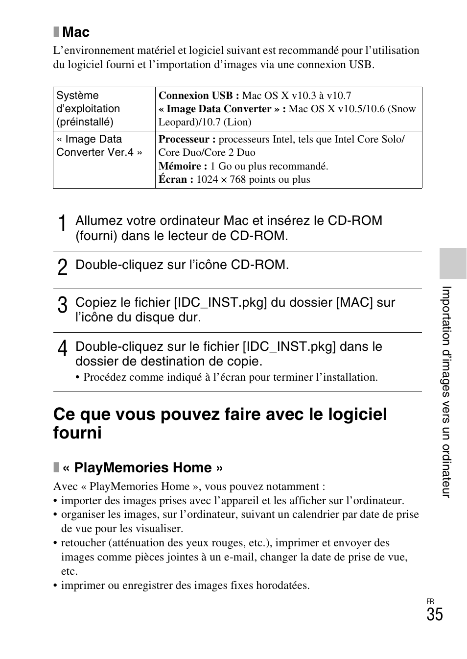 Ce que vous pouvez faire avec le logiciel fourni | Sony NEX-F3 User Manual | Page 87 / 522