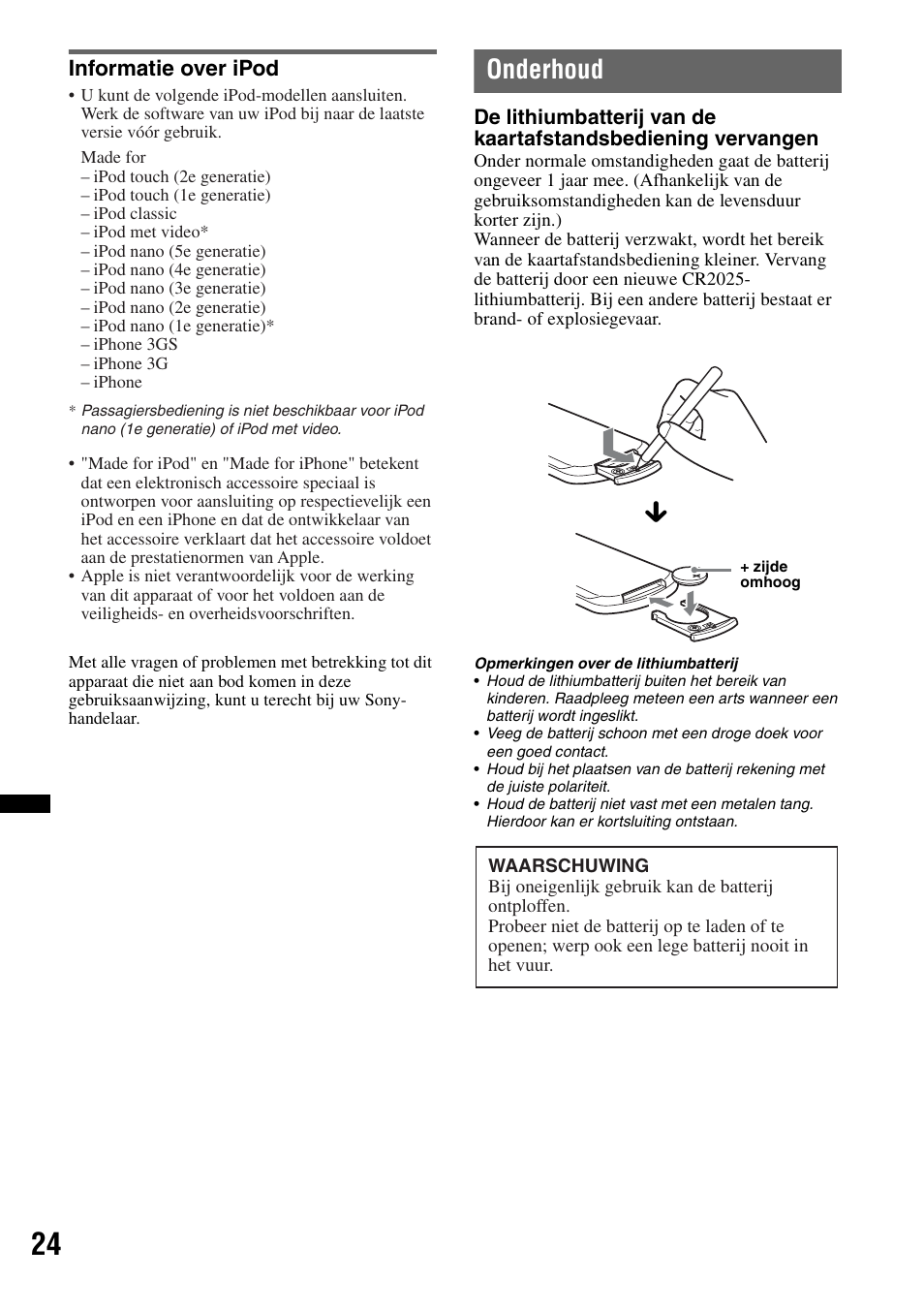 Informatie over ipod, Onderhoud | Sony CDX-GT550UI User Manual | Page 134 / 140