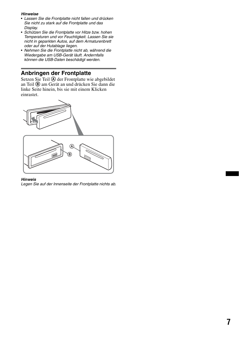 Anbringen der frontplatte | Sony CDX-GT550UI User Manual | Page 33 / 140