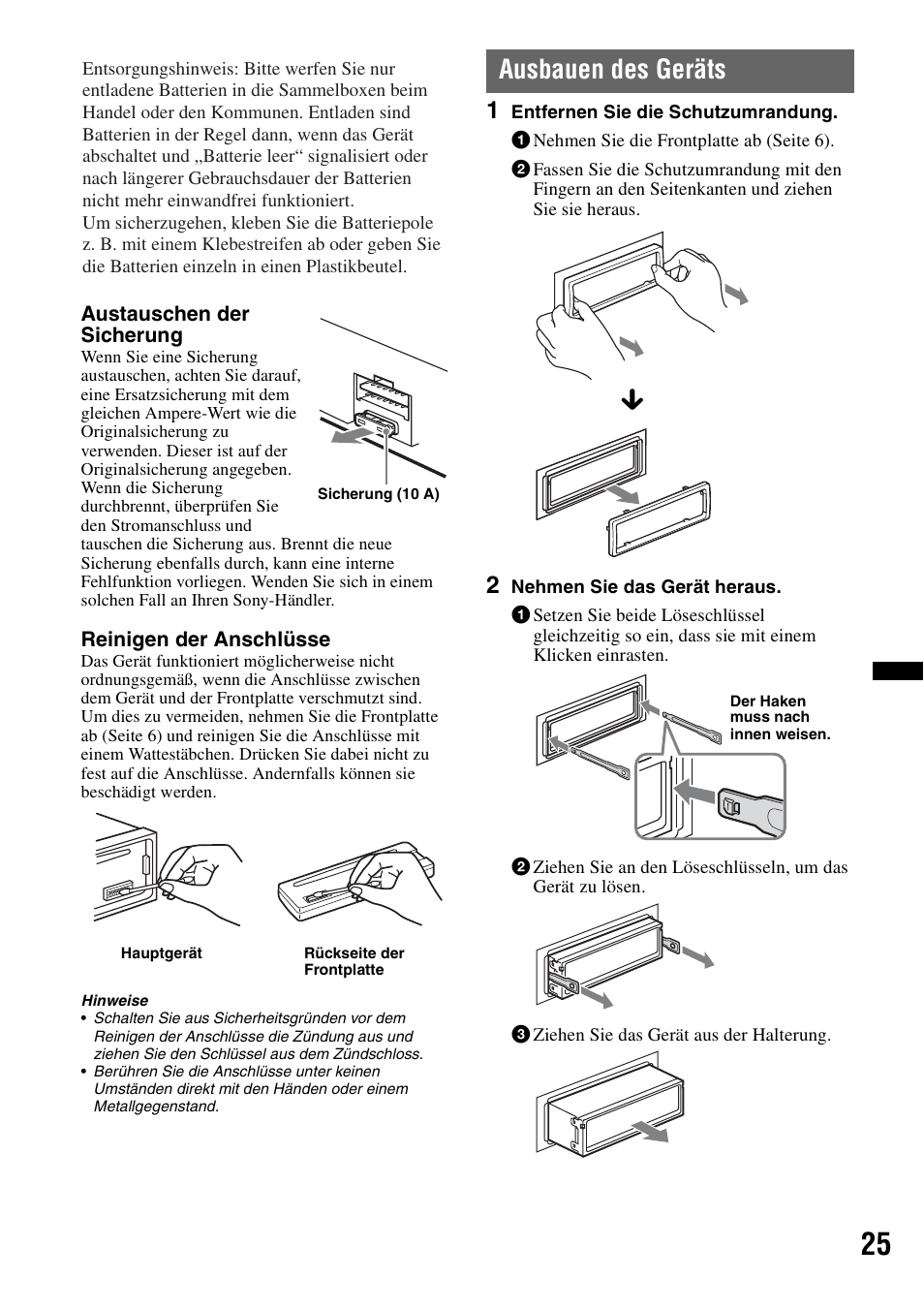 Ausbauen des geräts | Sony CDX-GT550UI User Manual | Page 51 / 140