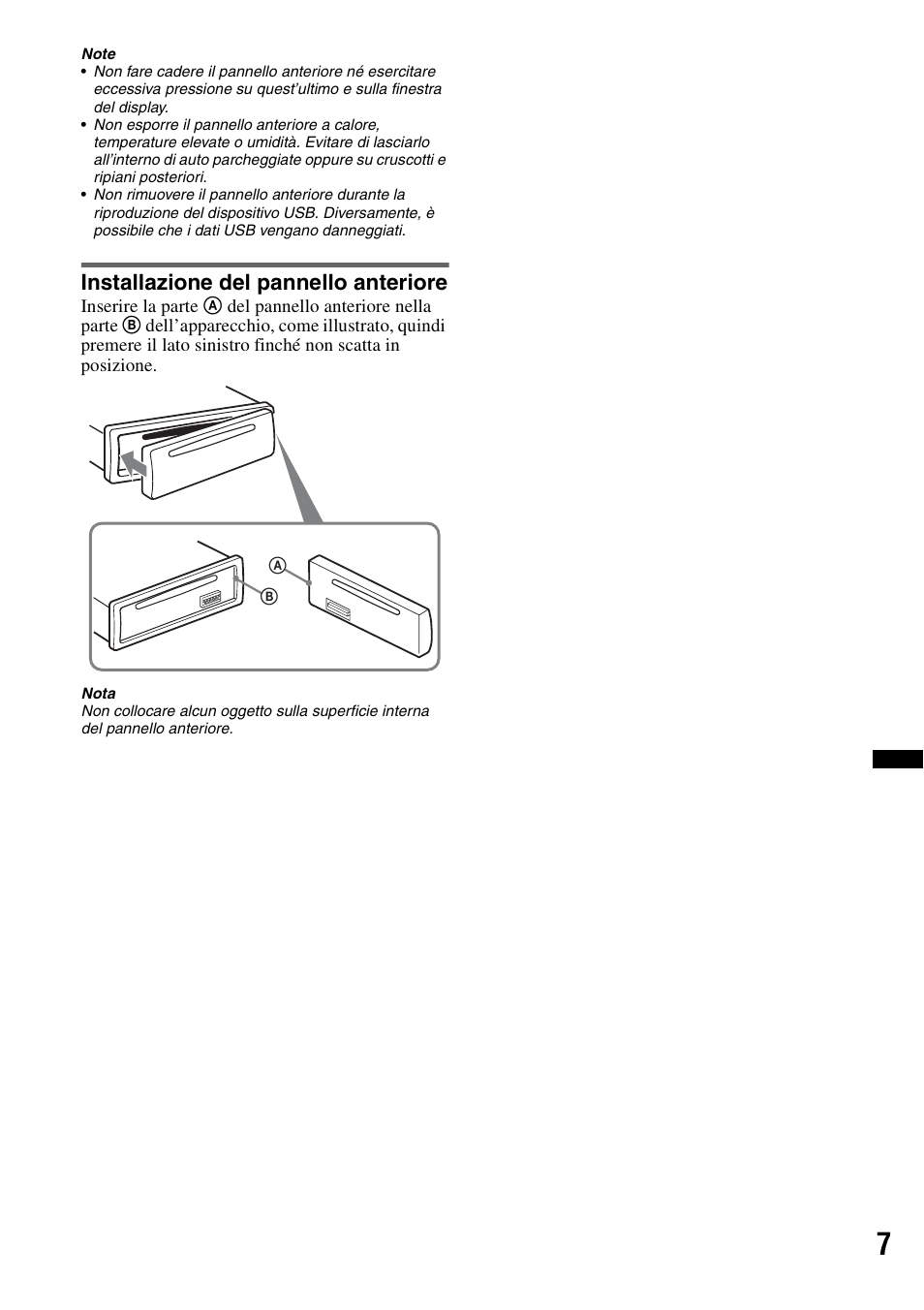 Installazione del pannello anteriore | Sony CDX-GT550UI User Manual | Page 89 / 140