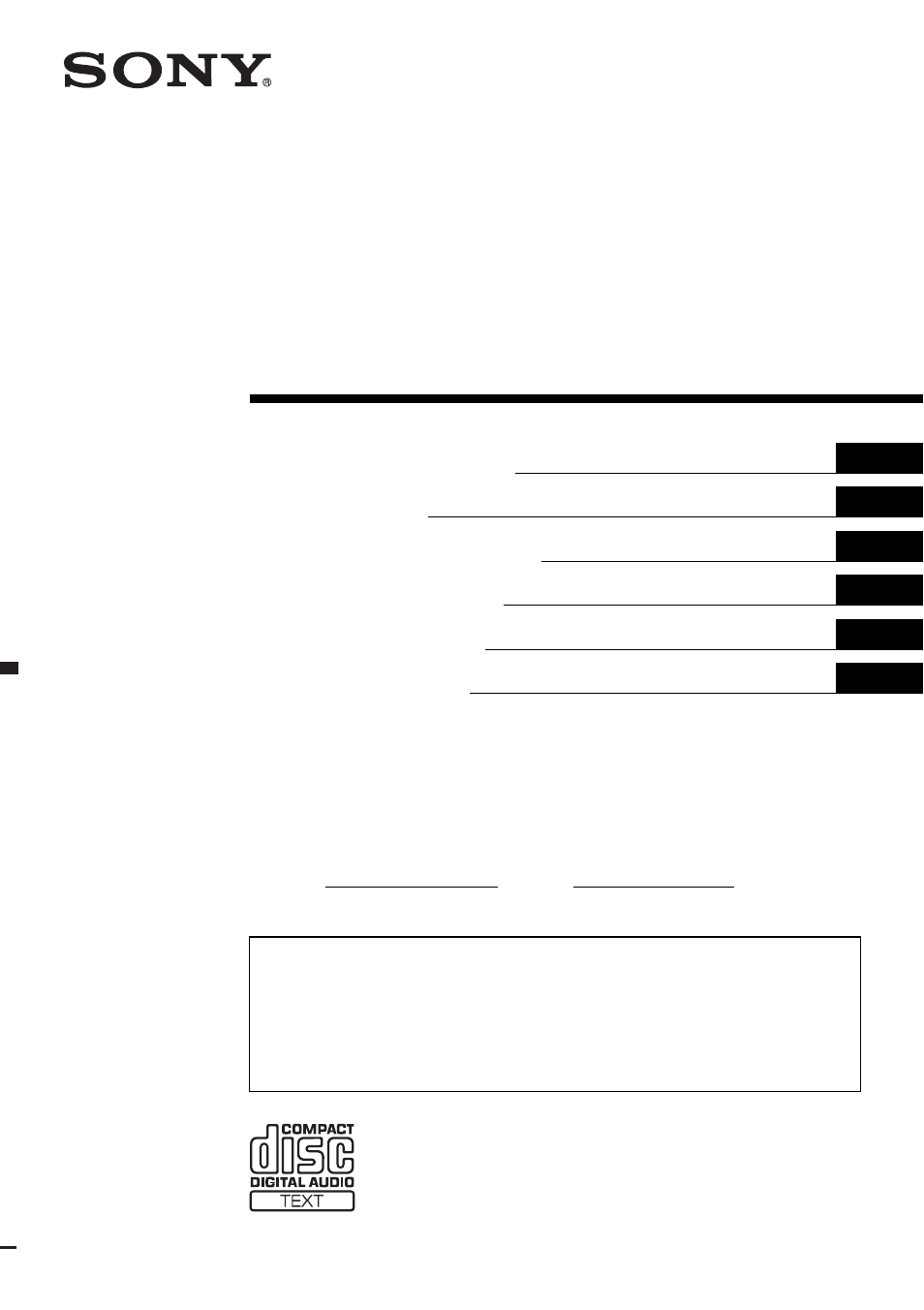 Sony CDX-M10 User Manual | 116 pages