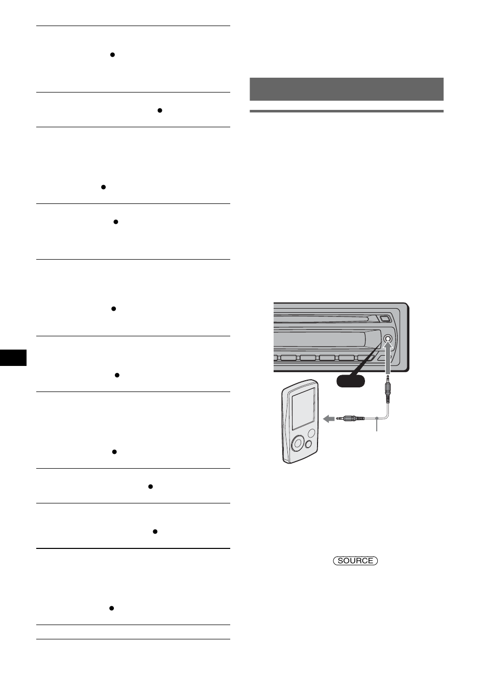 Uso di apparecchi opzionali, Apparecchio audio ausiliare | Sony CDX-M10 User Manual | Page 106 / 116