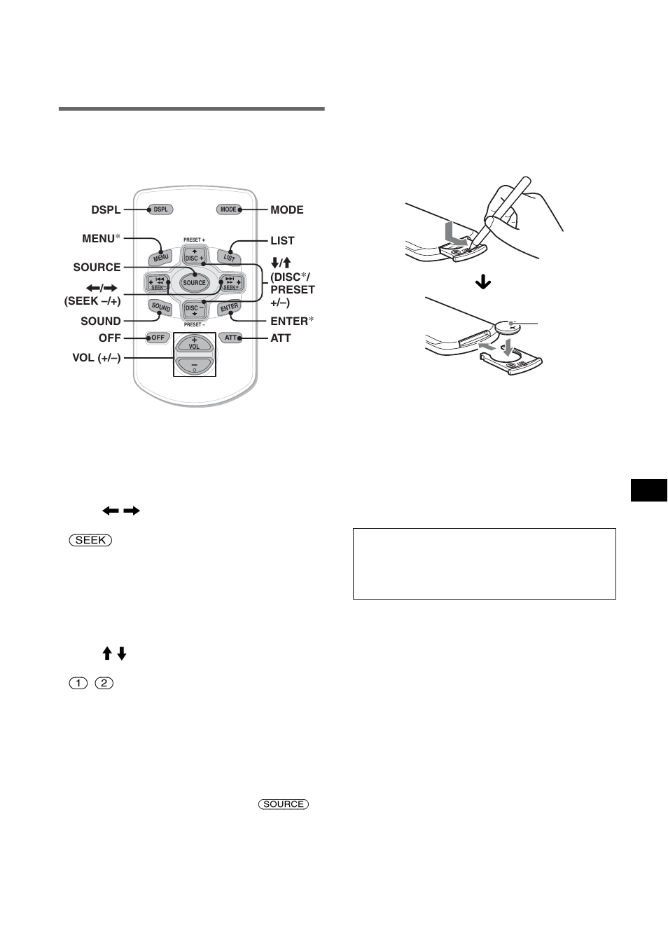 Telecomando a scheda rm-x114, Sostituzione della pila al litio | Sony CDX-M10 User Manual | Page 107 / 116