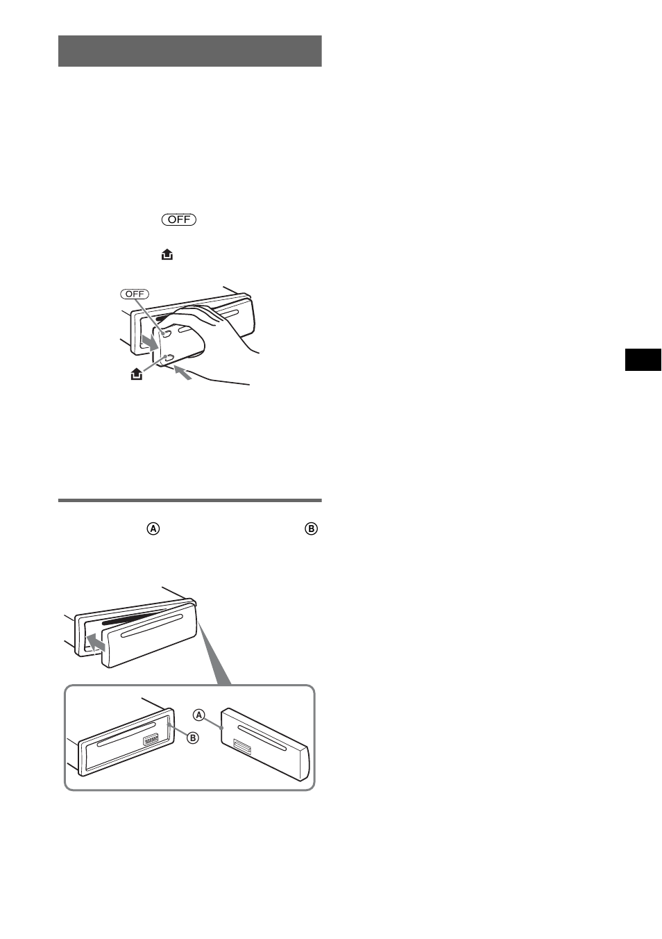 Retrait de la façade, Installation de la façade | Sony CDX-M10 User Manual | Page 23 / 116