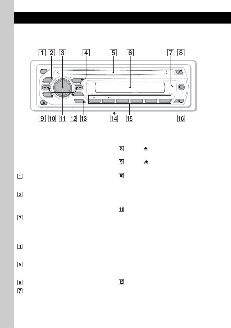 Emplacement des commandes et opérations de base, Appareil principal | Sony CDX-M10 User Manual | Page 24 / 116
