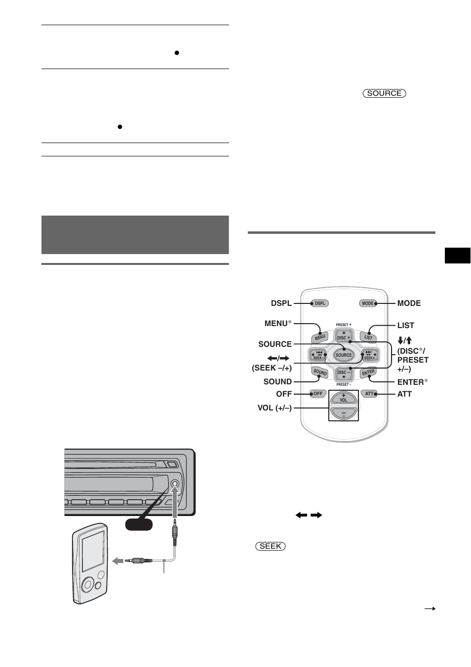 Utilisation d’un appareil en option, Appareil audio auxiliaire, Mini-télécommande rm-x114 | Raccordement de l’appareil audio portatif, Réglage du niveau de volume | Sony CDX-M10 User Manual | Page 31 / 116