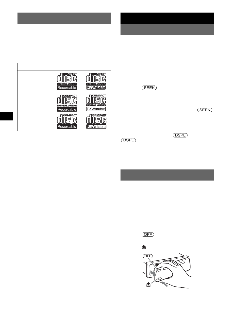 Welcome, Getting started, Setting the clock | Detaching the front panel, Setting the clock detaching the front panel, Getting started setting the clock | Sony CDX-M10 User Manual | Page 4 / 116