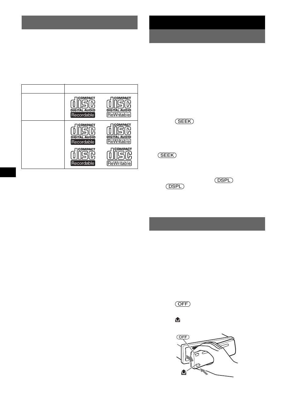 Bienvenido, Procedimientos iniciales, Ajuste del reloj | Extracción del panel frontal, Ajuste del reloj extracción del panel frontal, Procedimientos iniciales ajuste del reloj | Sony CDX-M10 User Manual | Page 42 / 116