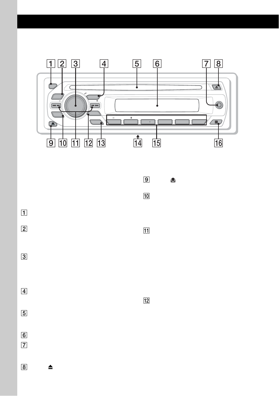 Ubicación de los controles y operaciones básicas, Unidad principal | Sony CDX-M10 User Manual | Page 44 / 116